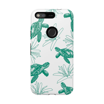 Sea Turtle Pattern Tough Phone Case — Teal Coastal Protection